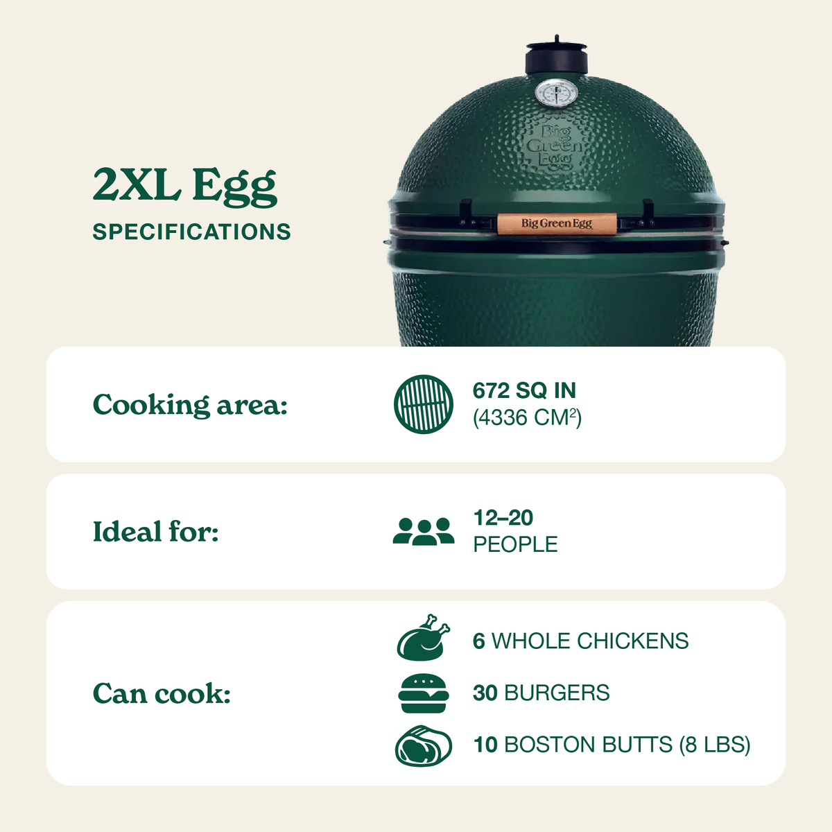2XL Big Green Egg in an intEGGrated Nest+Handler Package