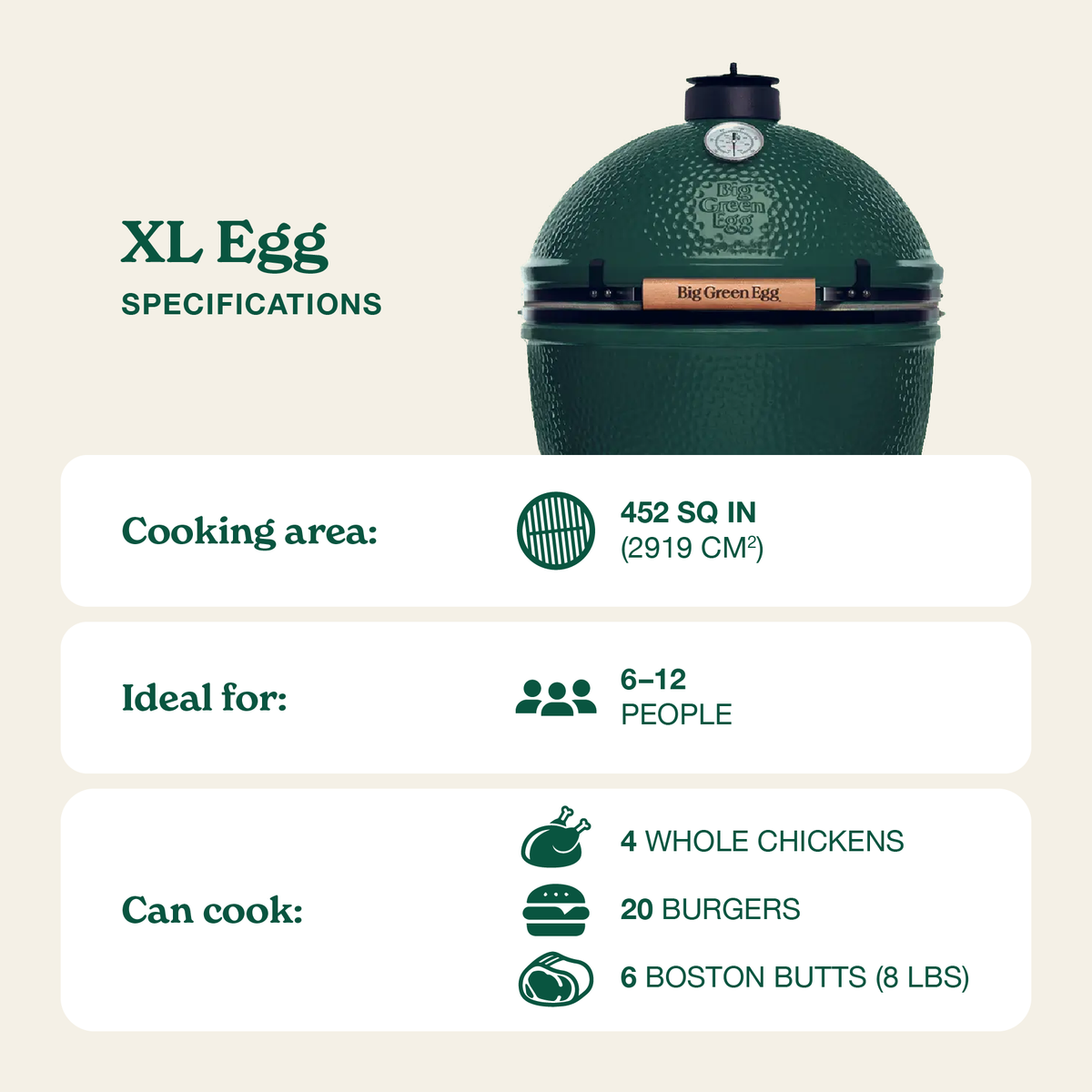 XL Big Green Egg in 69-inch Modern Farmhouse Table Package