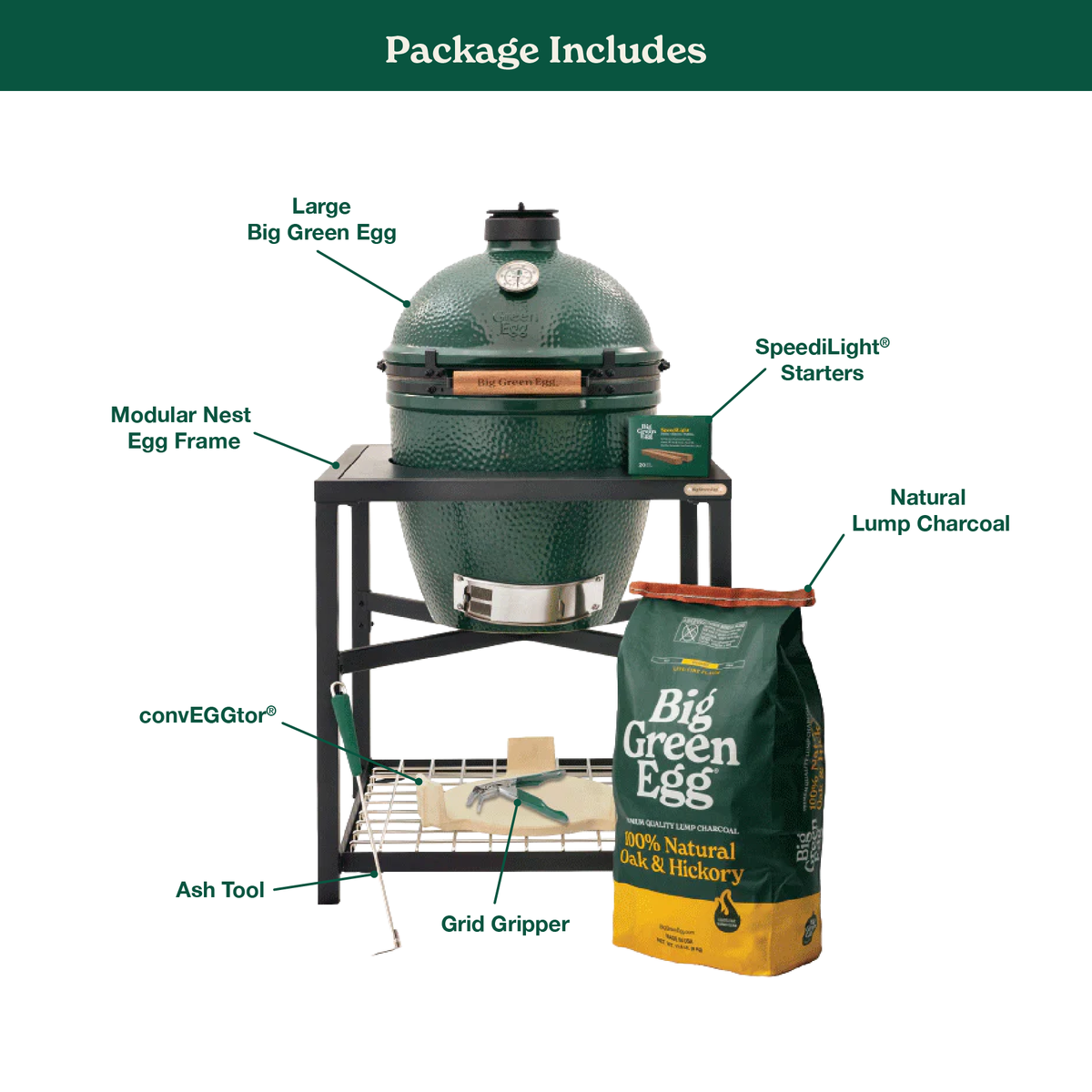 Large Big Green Egg in Modular Nest Package