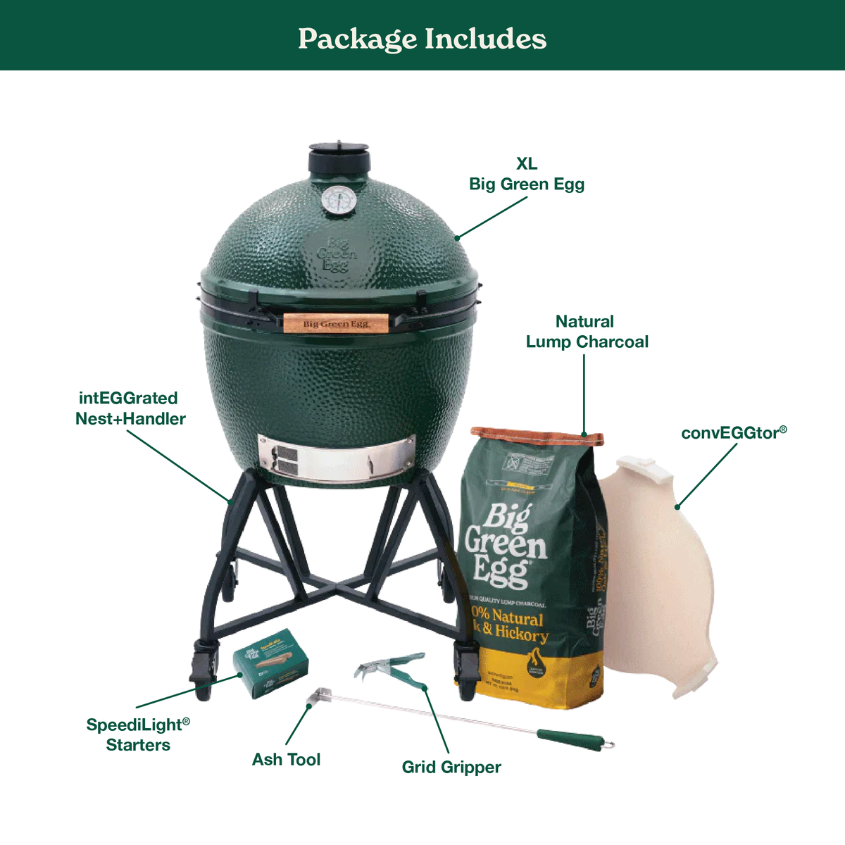XL Big Green Egg in an intEGGrated Nest+Handler Package
