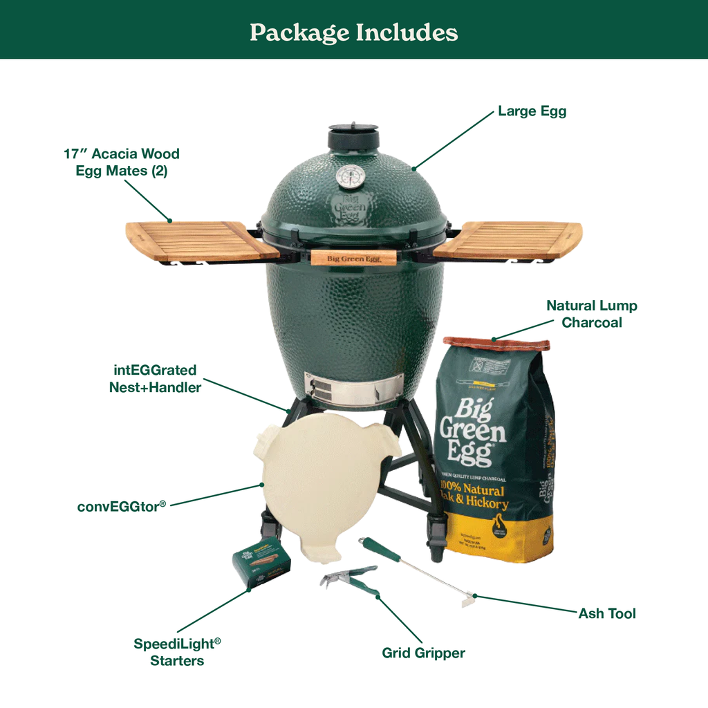 Large Big Green Egg in an intEGGrated Nest+Handler with Mates Package