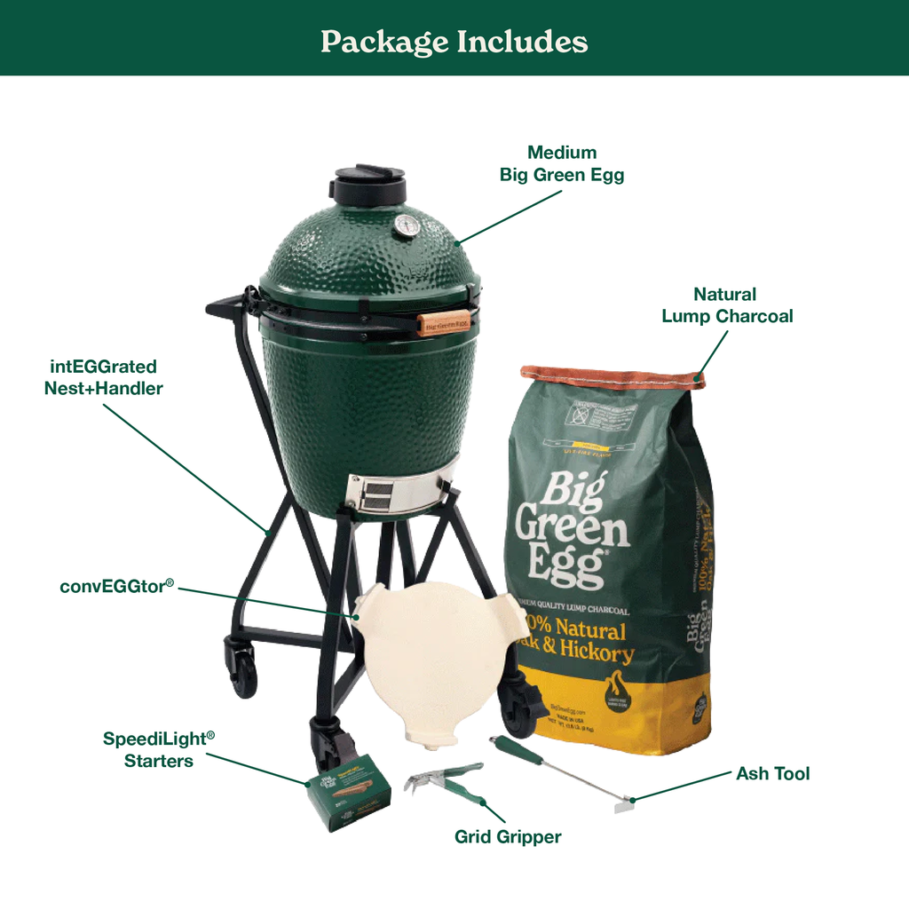 Medium Big Green Egg in an intEGGrated Nest+Handler Package
