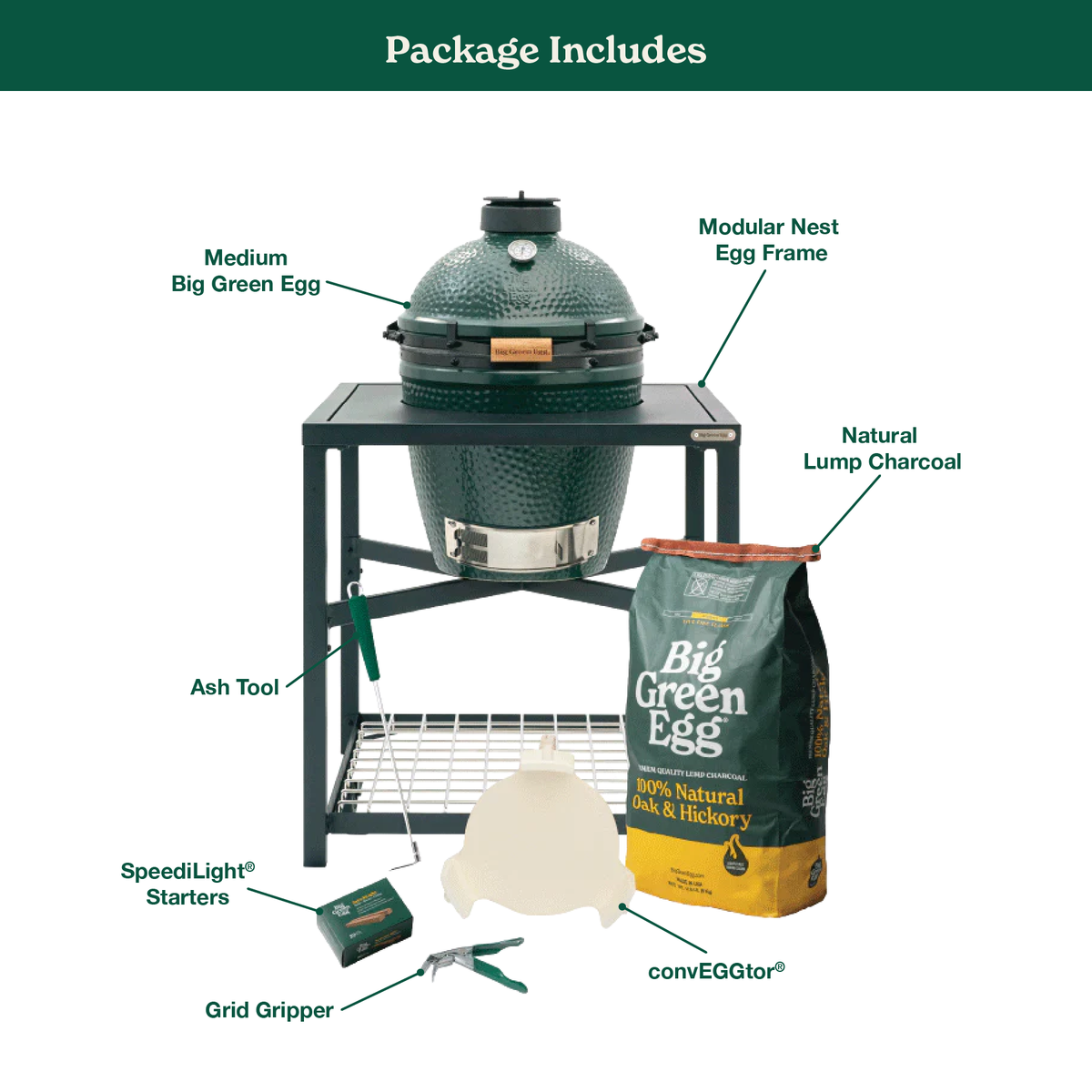 Medium Big Green Egg in a Modular Nest Package