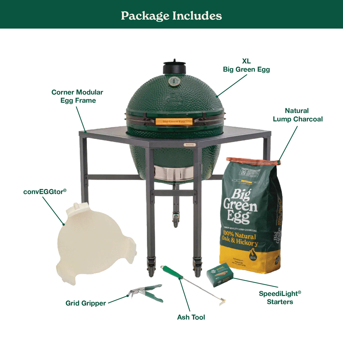 XL Big Green Egg in a Corner Modular Package