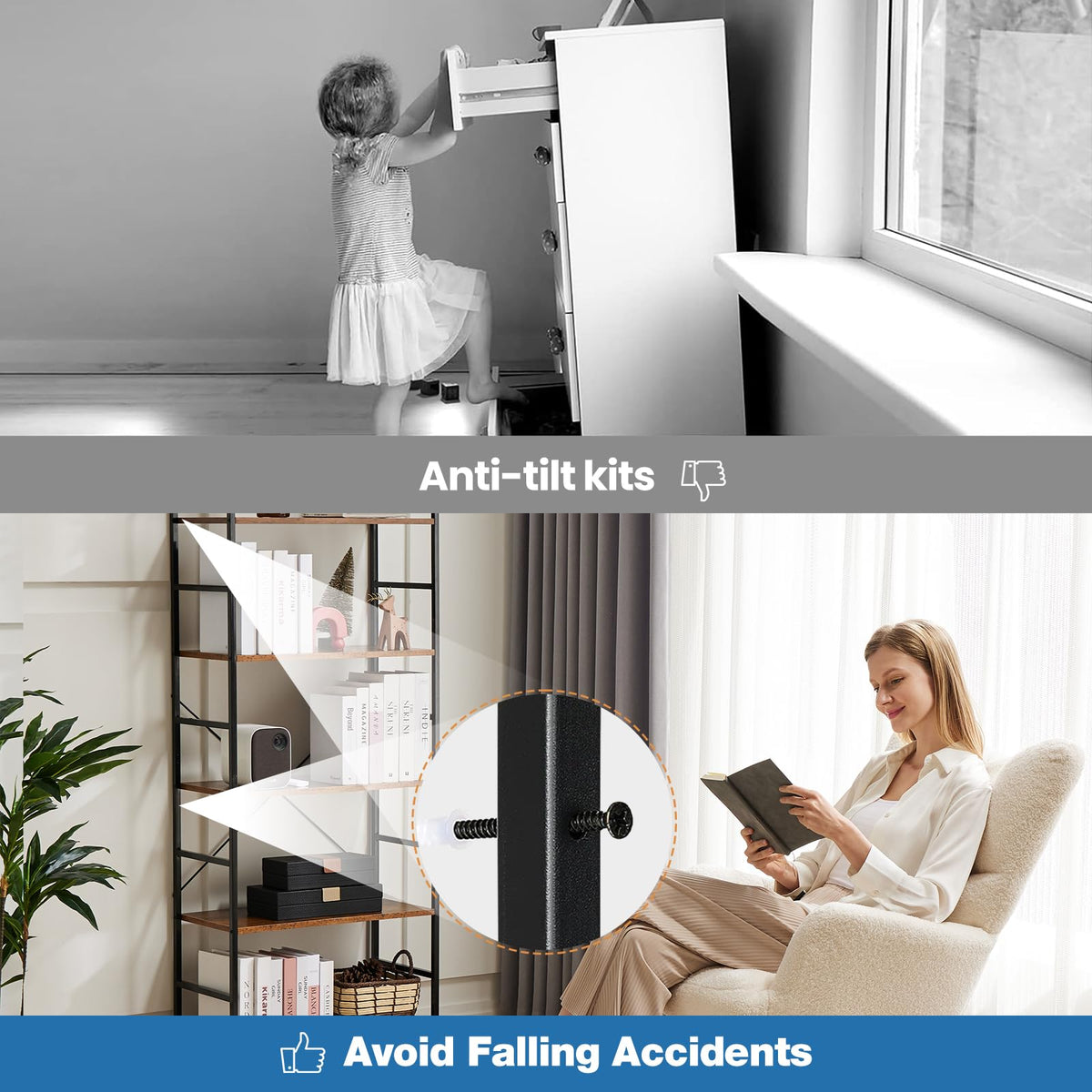 5-Tier Bookshelf – Tall Display Shelf for Living Room or Office