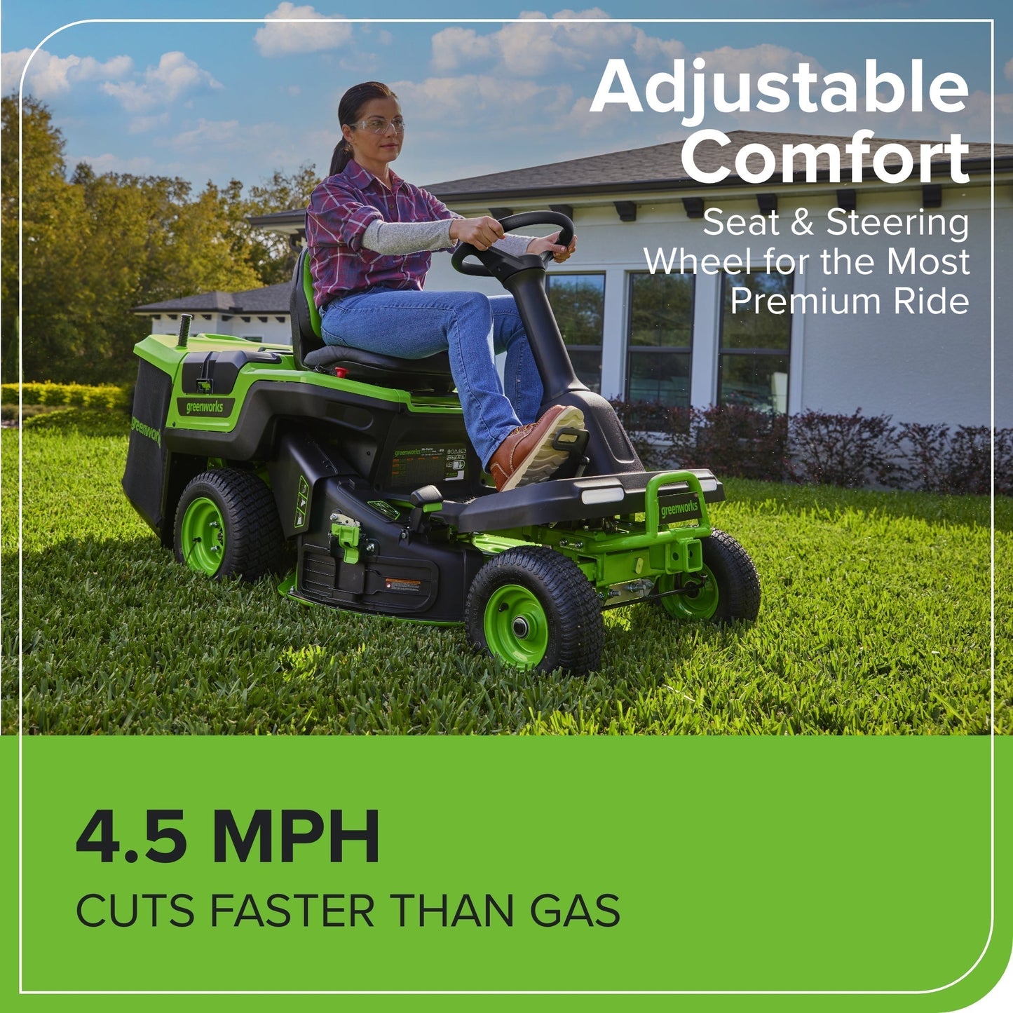 60V 30″ CrossoverT Riding Lawn Tractor with (4) 8.0 Ah Batteries and 600-Watt Charger