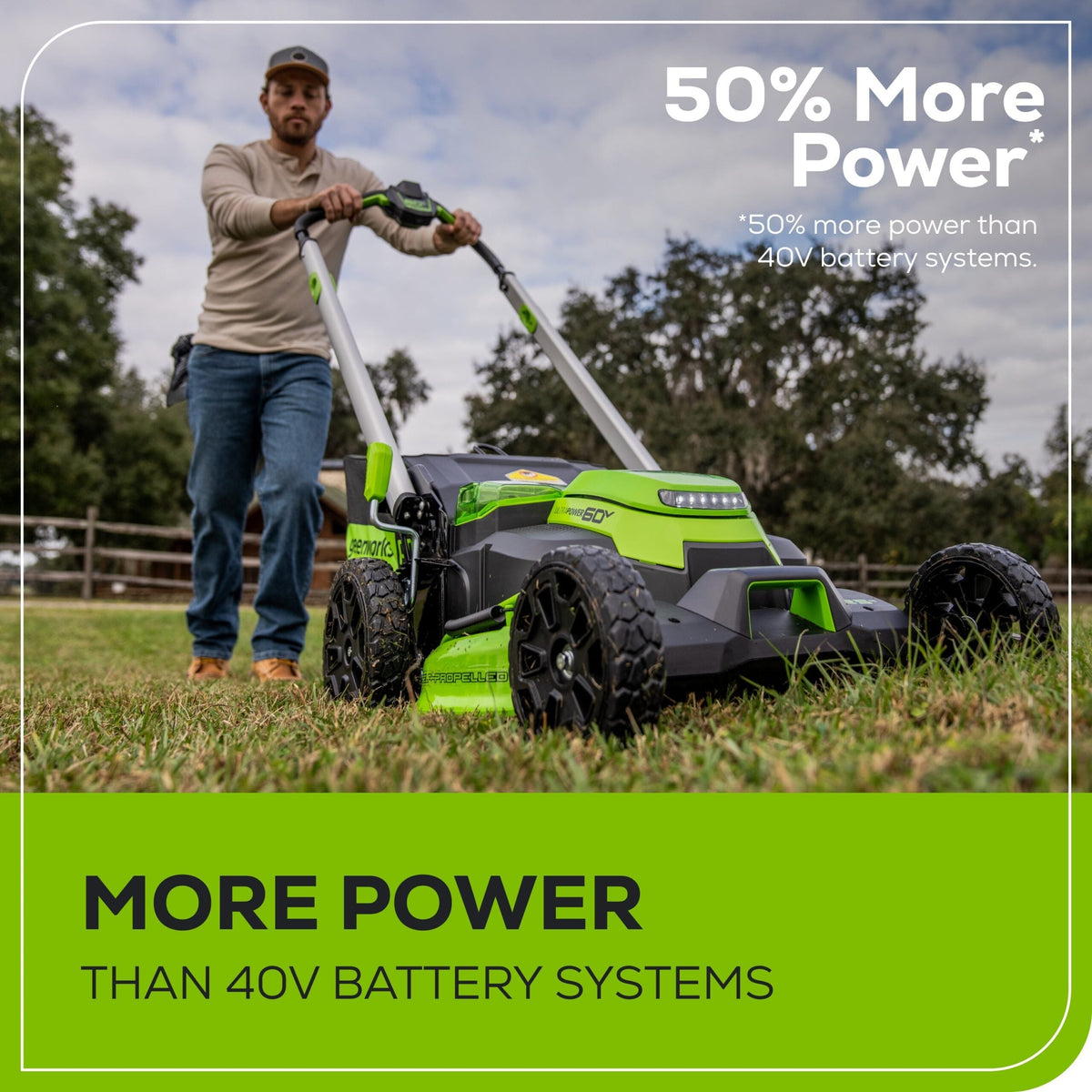 60V 25″ Cordless Battery Dual Blade Self-Propelled Lawn Mower w/ Two (2) 4.0Ah Batteries & Dual-Port Charger