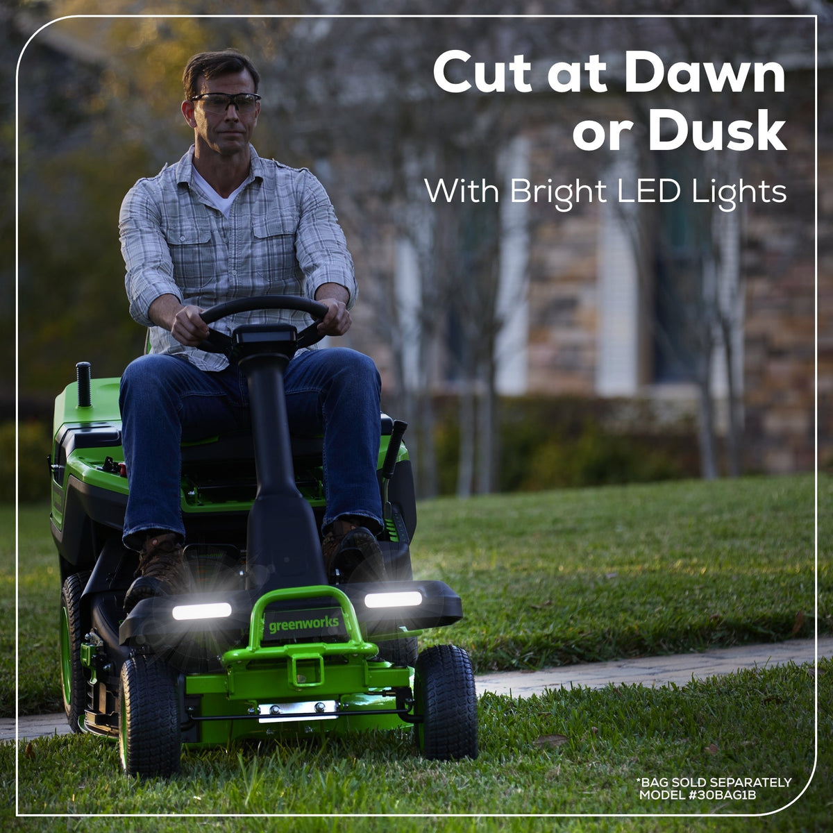60V 30” CrossoverT Riding Lawn Tractor with (2) 8.0 Ah, (2) 4.0 Ah Batteries & 600-Watt Charger