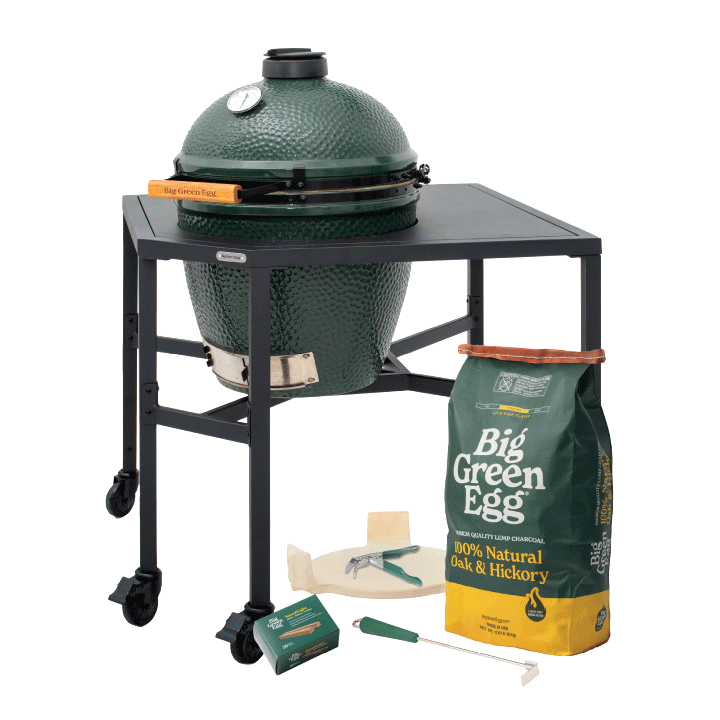 Large Big Green Egg in a Corner Modular Package