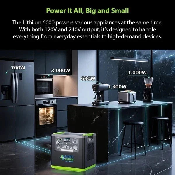 Natures Generator Lithium 6000 Solar Generator With Solar Panels